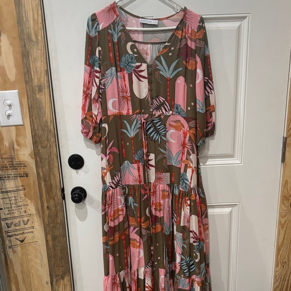 Petal & Pup Pink and Brown Maxi Dress
